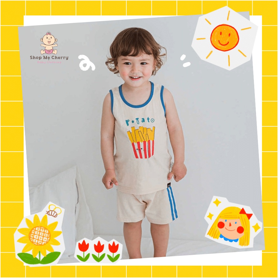 Bộ Ba Lỗ Cao Cấp Bé Trai Của Hãng Cordii, Chất Cotton Organic, Mẫu Potato