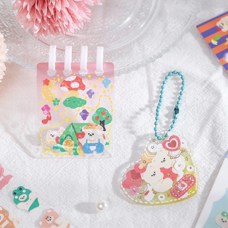 Flowertree Bộ 2 Sticker Trang Trí Sổ Tay Hình Gấu