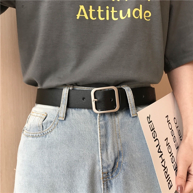 Thắt Lưng Da PU Khóa Kim Loại Tròn Thời Trang Cho Nữ