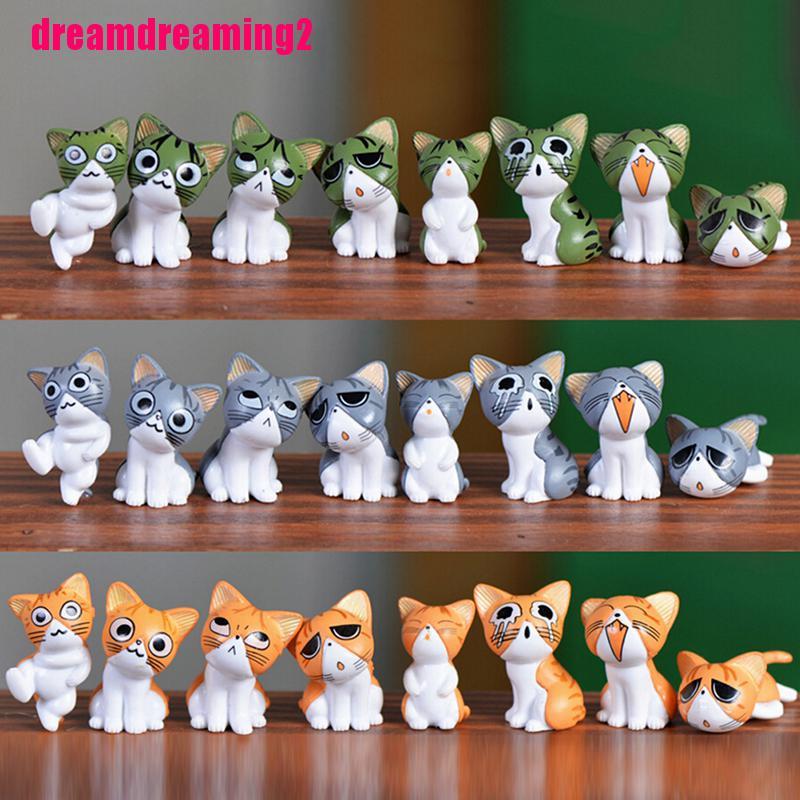 Bộ 8 Mô Hình Mèo Dễ Thương Cho Sân Vườn