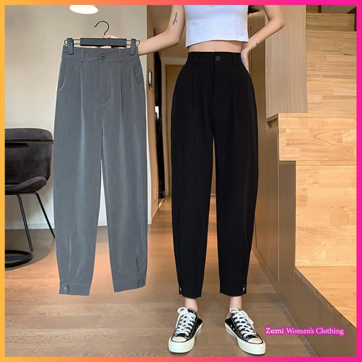 Quần Baggy Nữ 💕 Quần Baggy Ulzzang Ống Cài Khuy Eo Cao | BigBuy360 - bigbuy360.vn