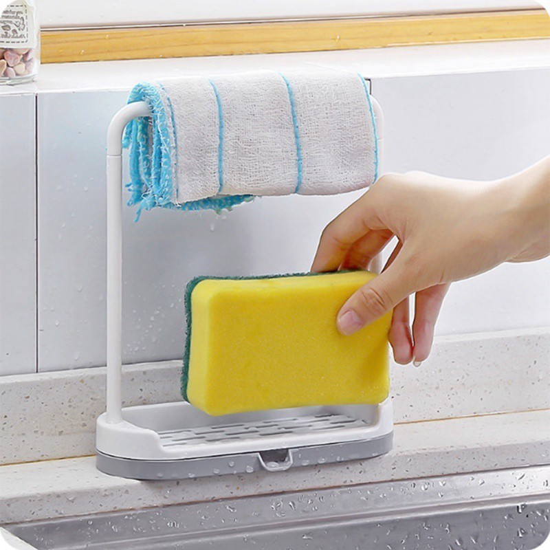Giá treo khăn đựng miếng bọt biển rửa chén tiện lợi dùng cho nhà tắm nhà bếp