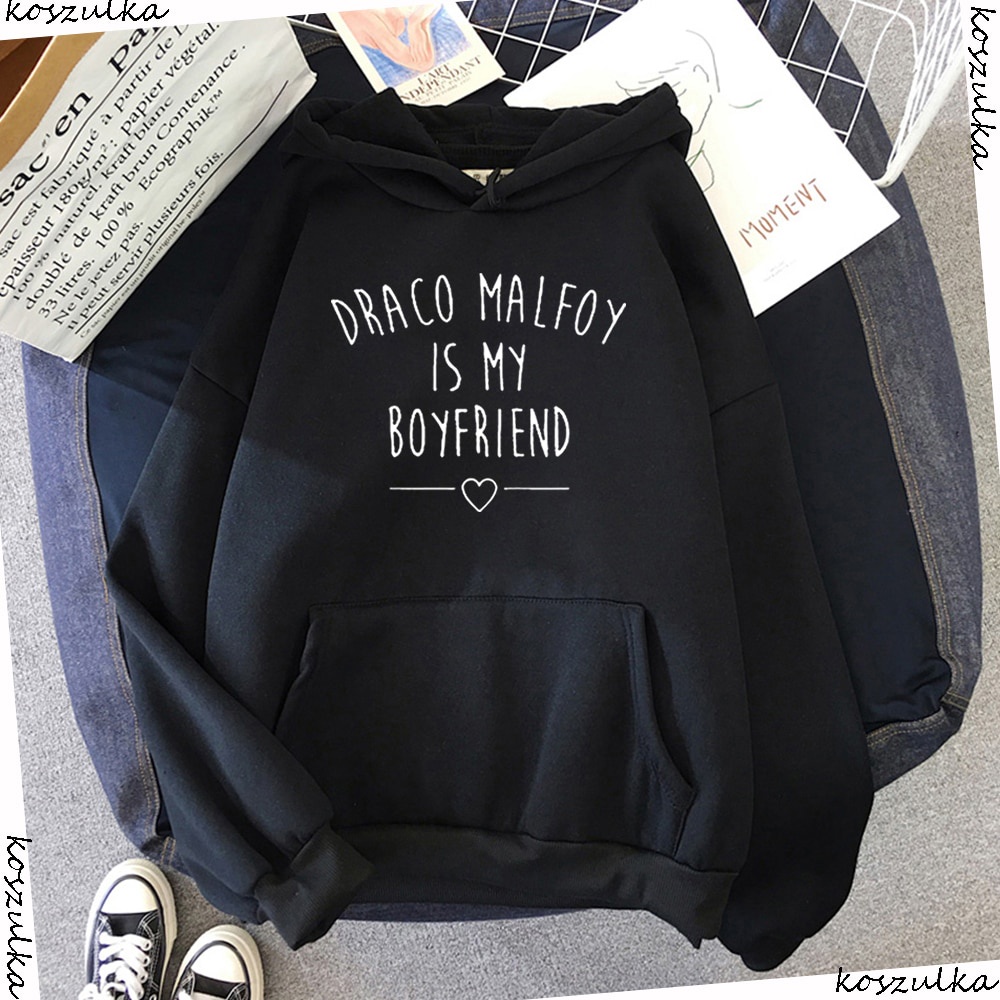 Draco Malfoy Is My Boyfriend Áo Sweatshirt Có Mũ Trùm In Chữ Màu Xanh Lá Cây Giản Dị Thời Trang Harajuku Mới Dành Cho Bạn Nữ