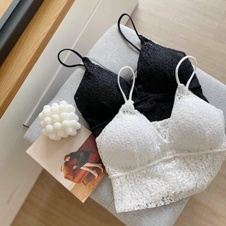 Áo bra ren hoa nhí 2 màu đen trắng