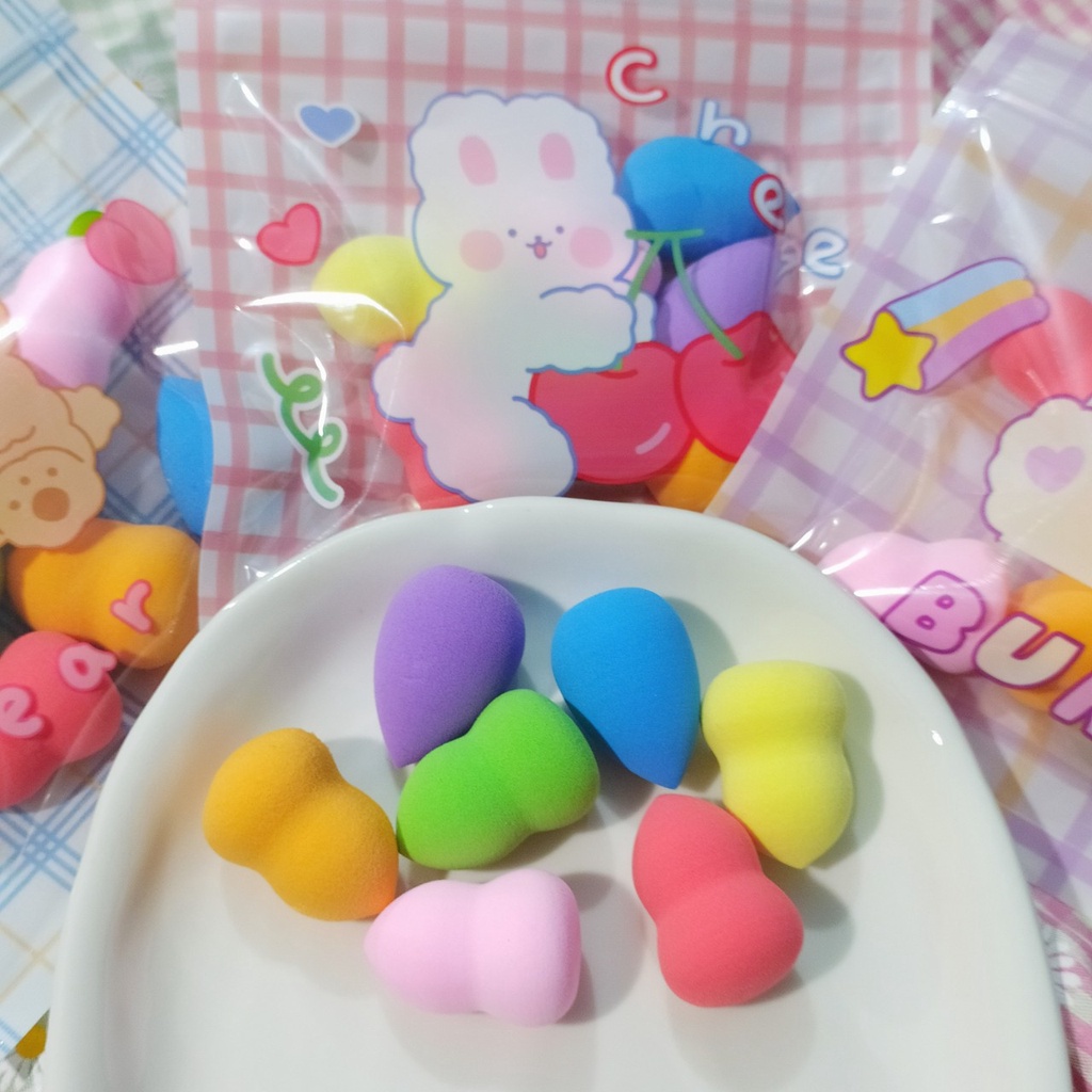 Túi mút trang điểm 7 cái Mini Rainbow sắc cầu vòng mềm mịn đàn hồi tốt - Thái Lan