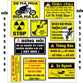 bộ tem cảnh báo logo cảnh báo dán xe