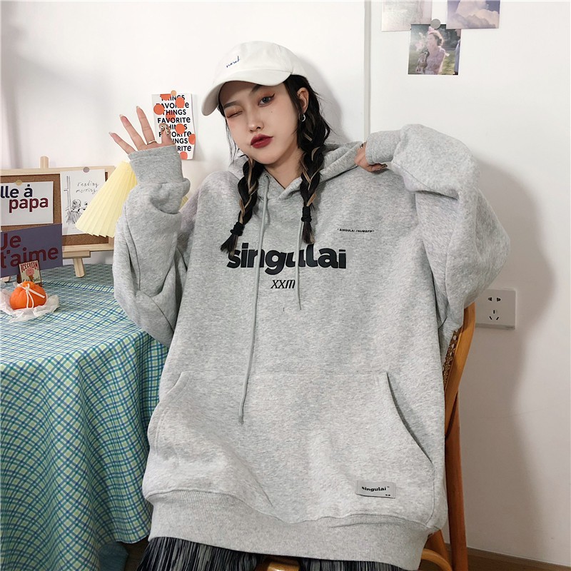 Áo hoodie nữ form rộng, áo nỉ hoodie nữ  form rộng màu đen có mũ mặc nhà đi học đi chơi unisex ulzzang hoc sinh  hàn quố | BigBuy360 - bigbuy360.vn