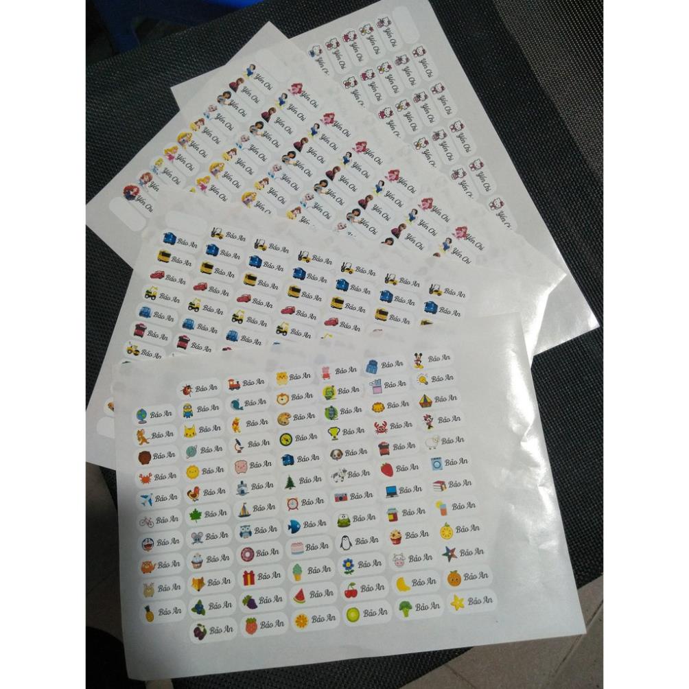 Set 80 sticker - nhãn dán in tên bé theo yêu cầu