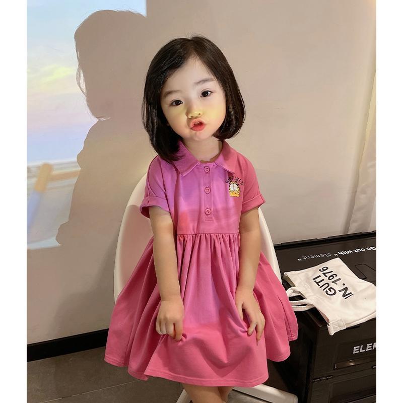 Đầm polo ngắn tay xinh xắn theo phong cách Hàn Quốc cho bé gái