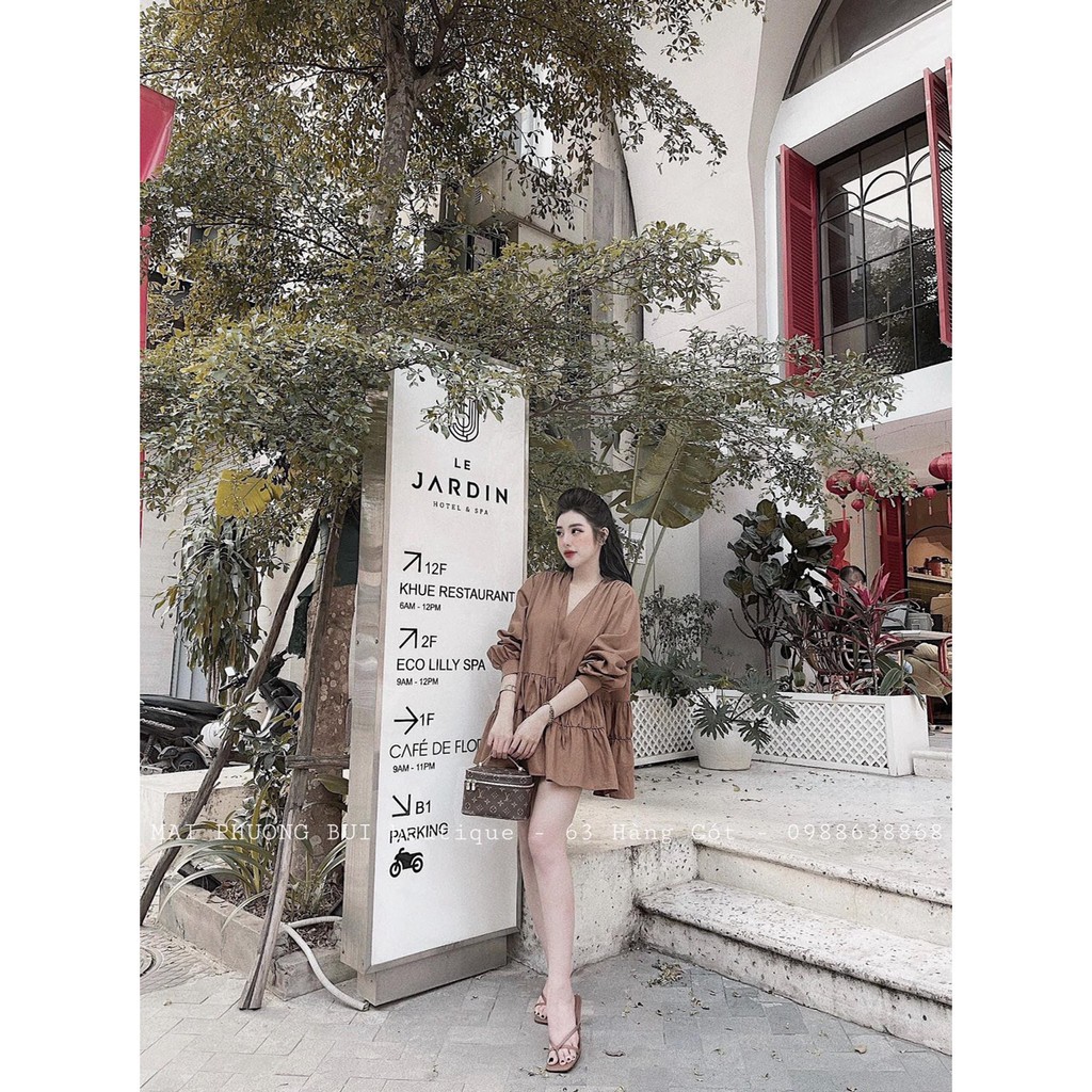 Váy Babydoll Cổ V Tay Bồng - Đầm Baybydoll Siêu Xinh <3 | BigBuy360 - bigbuy360.vn