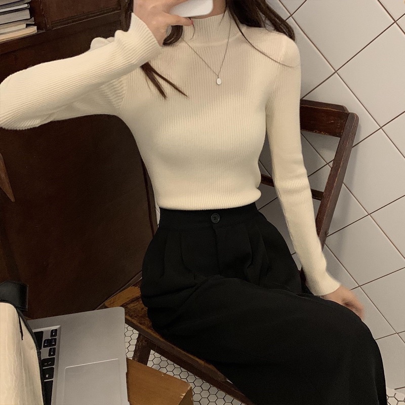�� Áo len nữ cổ 3 phân áo len tăm hàng quảng châu.