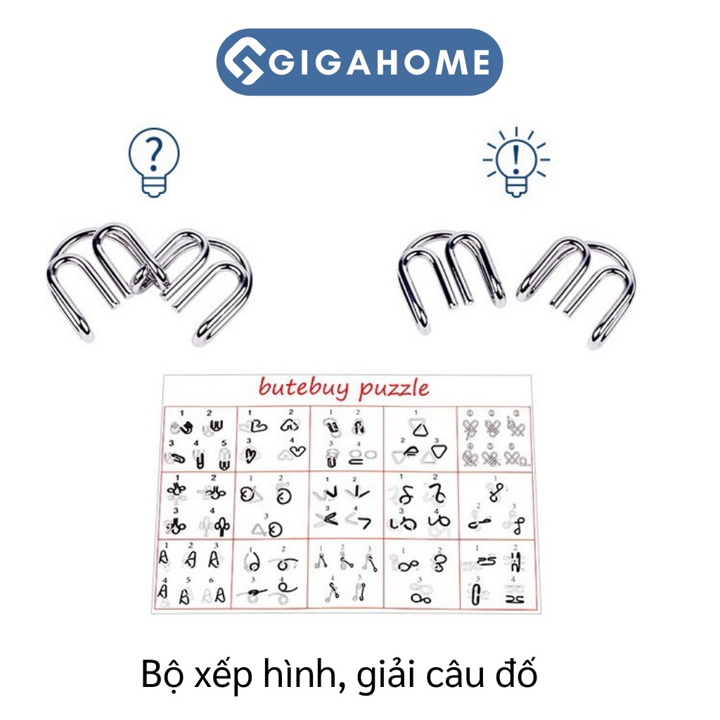 Đồ Chơi Trí Tuệ 8 Món GIGAHOME Tháo Lắp Vòng Sắt Thông Minh Cho Trẻ Em, Người Lớn 4026
