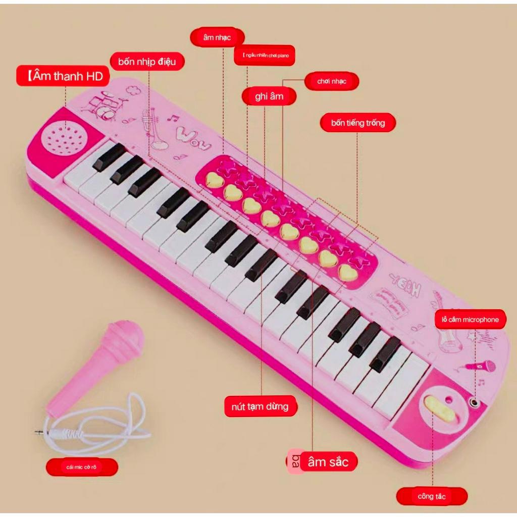 Đàn piano cho bé có kèm mic, đồ chơi đàn cho bé có kèm nhạc và mic chuẩn âm HD