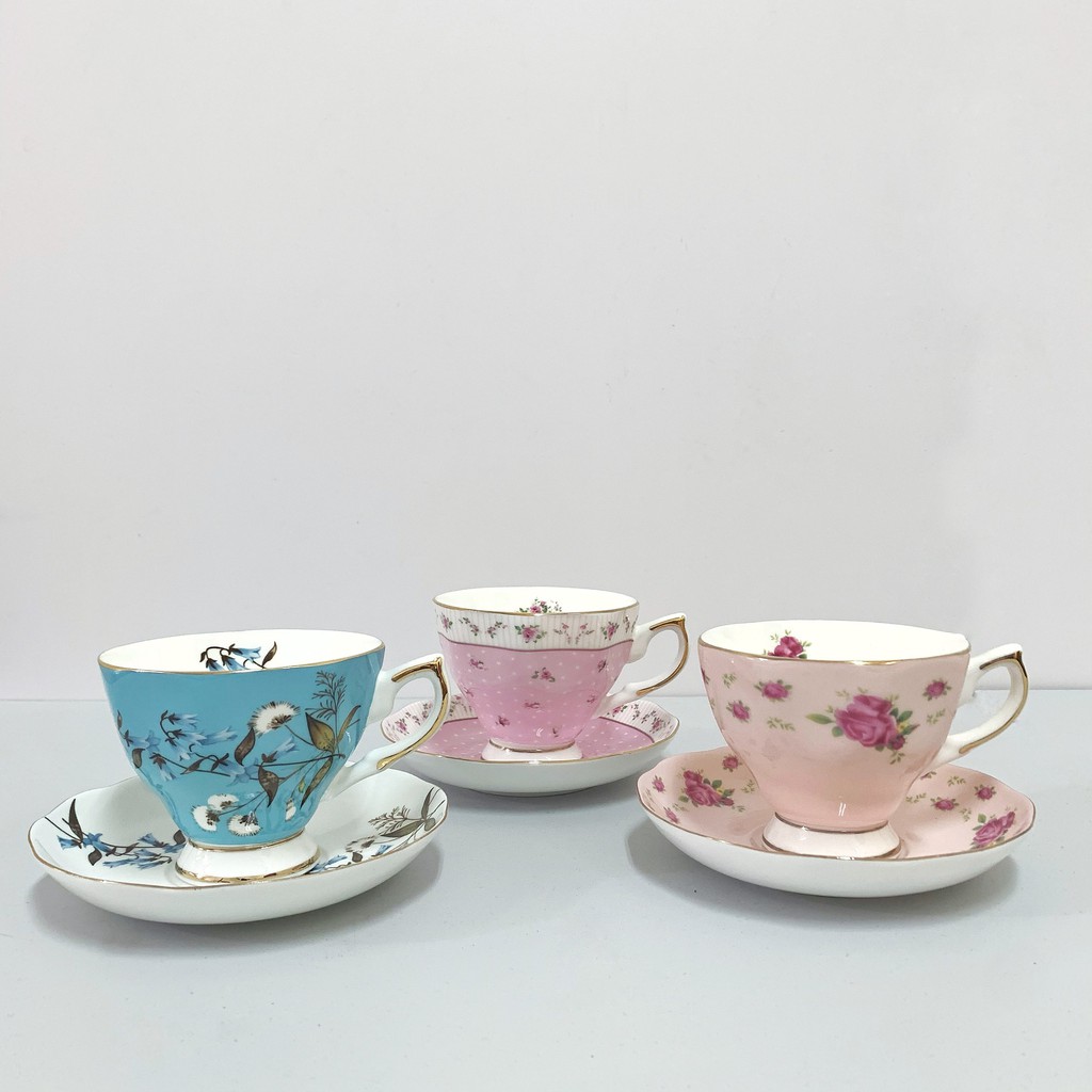 Set tách đĩa tường vi, ly uống trà phong cách châu Âu: 1.5.20