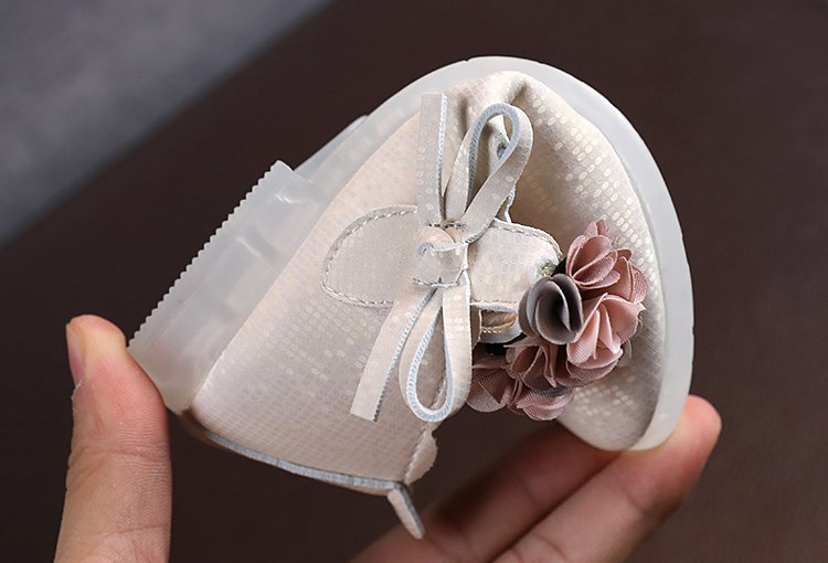 Giày Đế Mềm Chống Trượt Màu Trơn Hoạ Tiết Hoa Xinh Xắn Dành Cho Bé Gái 2-6 Tuổi
