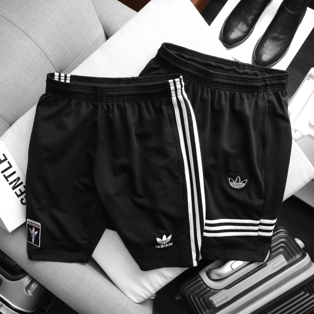 Quần Short Thun Adidas 3 sọc trắng mẫu mới chất nỉ da cá xịn sò - LASTORE MENSWEAR