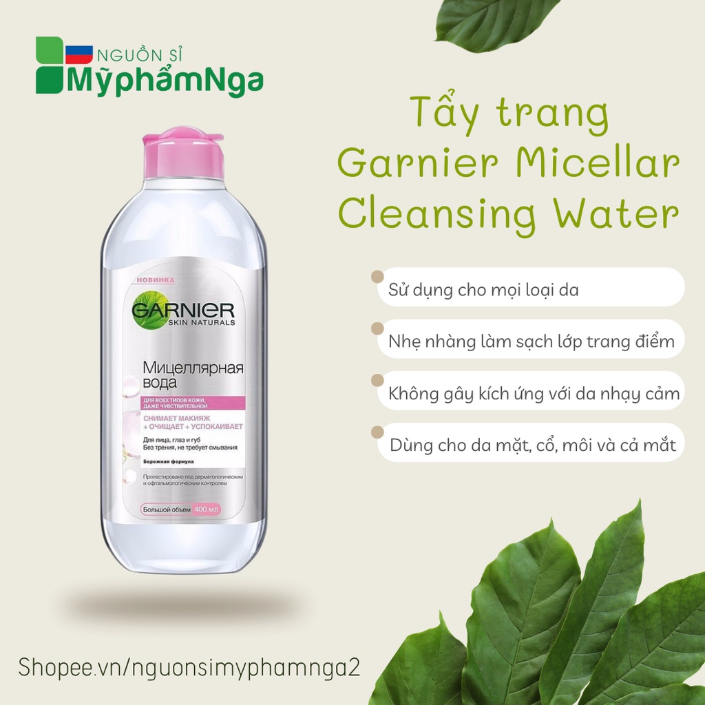 Tẩy trang Garnier Micellar Cleansing Water nắp hồng 400ml - Date mới nhất