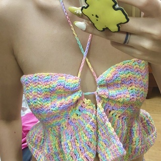 Áo croptop len đan móc