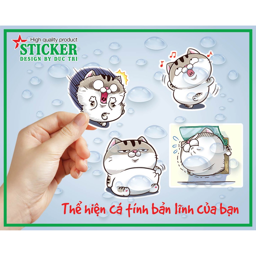 Bộ 40 tem dán Mèo Mập. Sticker chống nước dùng trang trí điện thoại , máy tính bảng , máy tính PC laptop , xe đạp...