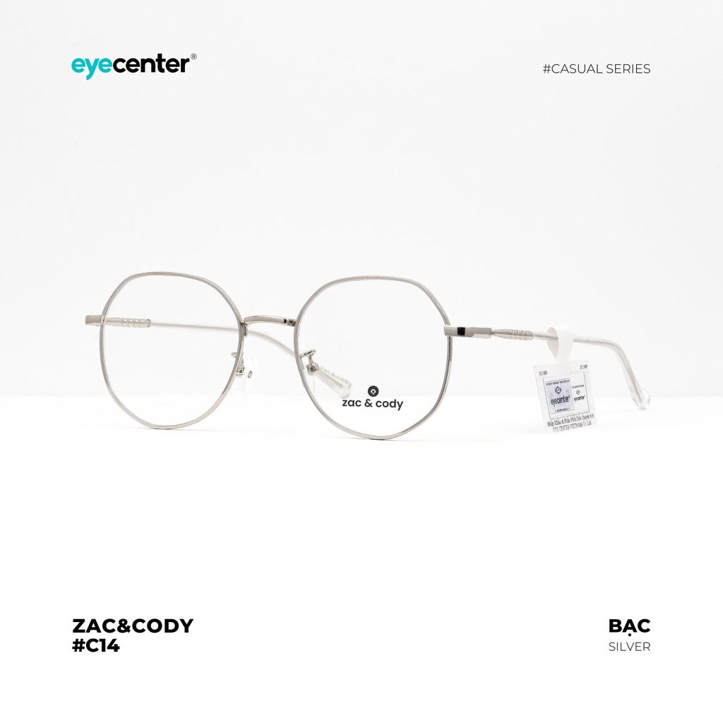 Gọng kính cận nữ chính hãng ZAC & CODY mắt tròn cạnh kim loại chống gỉ C14-S by Eye Center Vietnam
