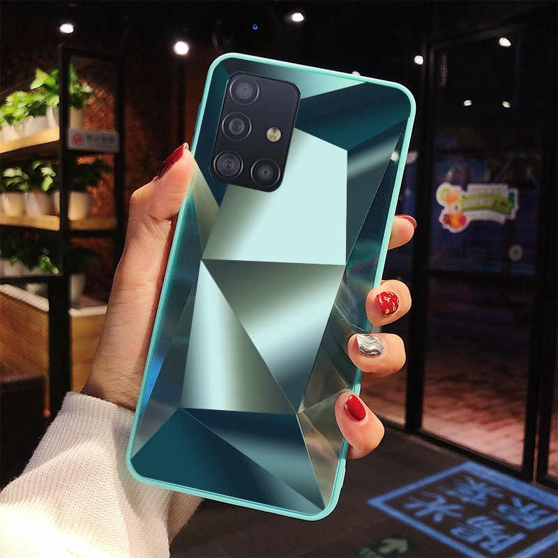 Ốp điện thoại thiết kế tráng gương sáng bóng hiệu ứng 3D cho Samsung Galaxy A21 A31 A41 A11 A01 M21 A21s