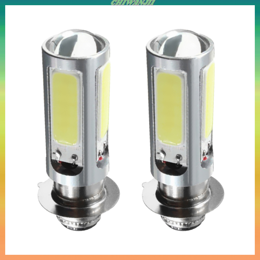 Set 2 Đèn Pha H6M Cob Led Px15D 6000k Ánh Sáng Trắng Cho Xe Hơi