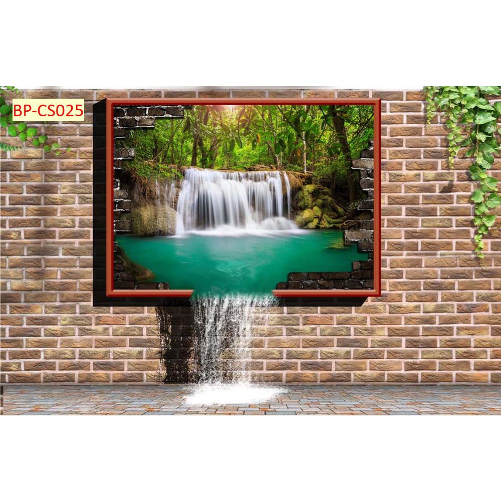 Tranh dán tường 3D khung cửa sổ thiên nhiên trong lành Vải Lụa 3D Cao Cấp