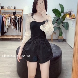 Áo tay thêu ren xinh dài tay cổ khoét xinh xắn