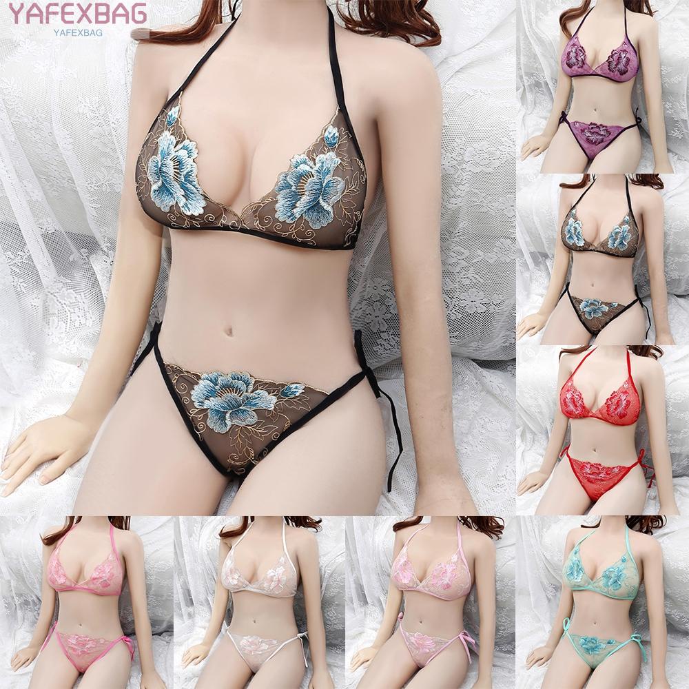Womens Bra Set Sexy Thong Transparent Underpants Breathable Comfortable