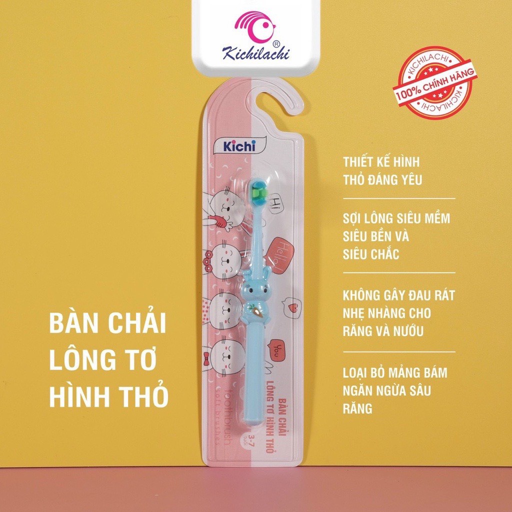 Bàn chải đánh răng sợi lông tơ mini siêu mền mịn Kichilachi Kichi - Hình thỏ