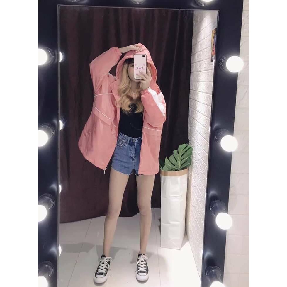 Áo khoác dù nam nữ form rộng 1 sọc tay