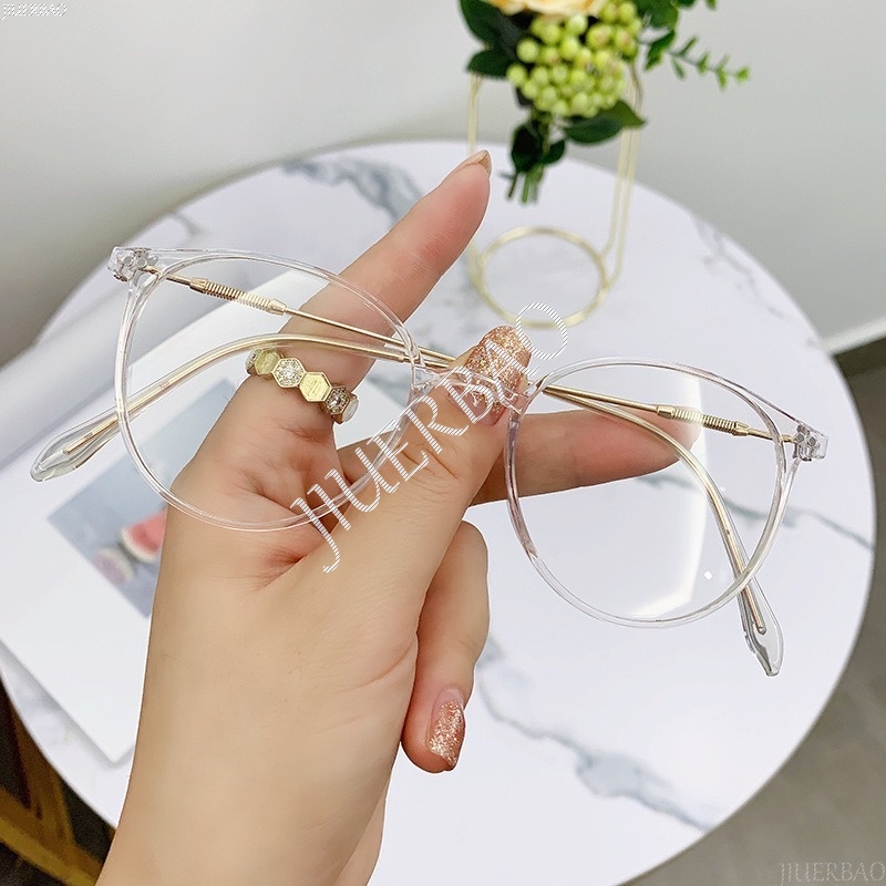 Mắt Kính Gọng Oval Chống Bức Xạ Gọng Kim Loại Linh Hoạt Thay Thế Phù Hợp Với Nam Và Nữ