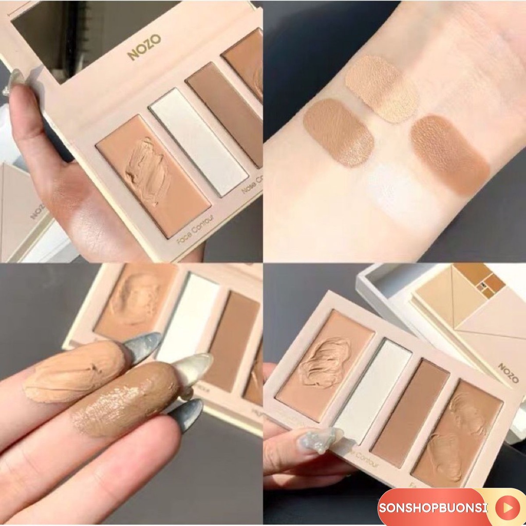 Bảng Tạo Khối 4 Ô Kem + Phấn Lì Kết Hợp Nozo Contouring (A19) | BigBuy360 - bigbuy360.vn