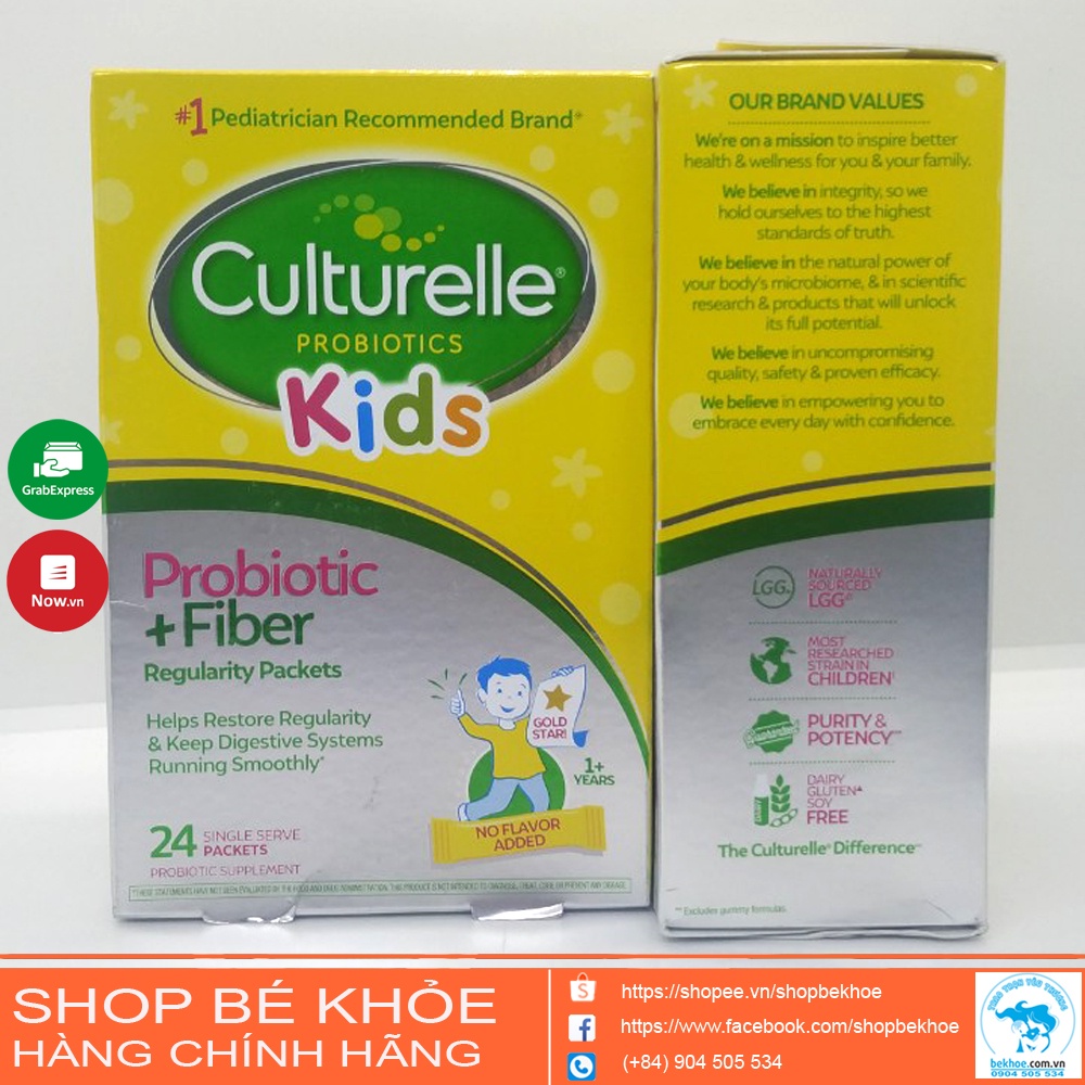 Men vi sinh cho bé Culturelle Probiotics Kids - Culturelle Probiotic + Fiber 24 gói Mỹ