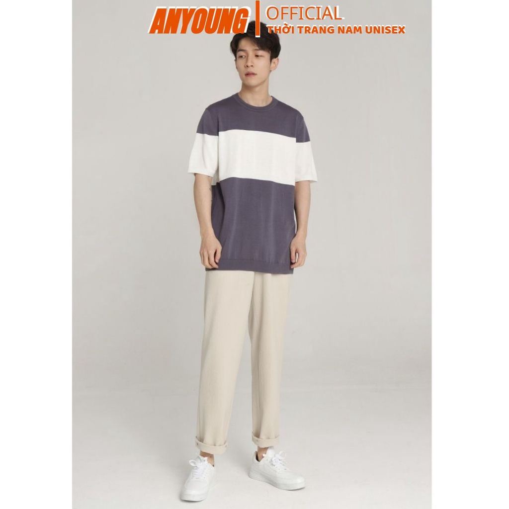 Quần Baggy Kaki unisex ANYOUNG Basic nam nữ cạp chun ống rộng phong cách Hàn Quốc ulzzang QD20
