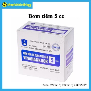 Hộp 100 Cây Bơm Kim Tiêm Ống Chích Sử Dụng 1 Lần 5ml/cc Vinahankook