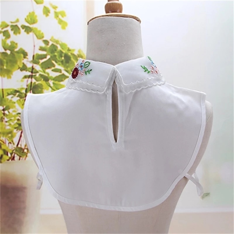 Cổ áo sơ mi giả thêu họa tiết cổ điển có thể tháo rời dành cho nữ