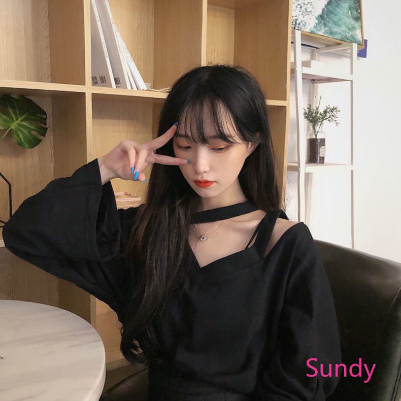 Áo Kiểu Tay Dài Cổ Chữ V Hở Vai Phong Cách Trẻ Trung Quyến Rũ Cho Bạn Gái