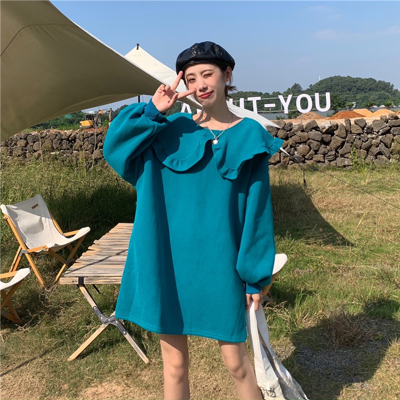 IELGY  Áo sweater Cổ Búp Bê Dáng Rộng Thời Trang Cho Nữ