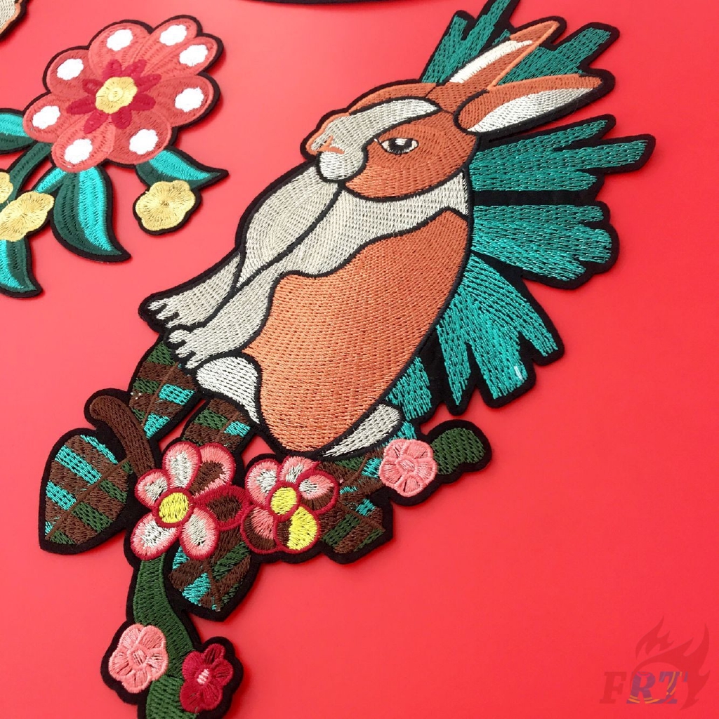☸ Forest Party - Rabbit &amp; Flower Patch ☸ 1Pc Animals / Plants Diy Sew on Iron on Badges Patches（L-11904）
