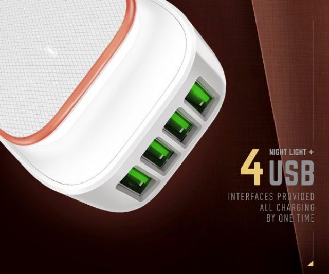 Bộ sạc 4 cổng usb kiêm đèn ngủ 4.4A LDNIO A4405 - Kèm Cáp Lightning - Bảo hành 12 tháng