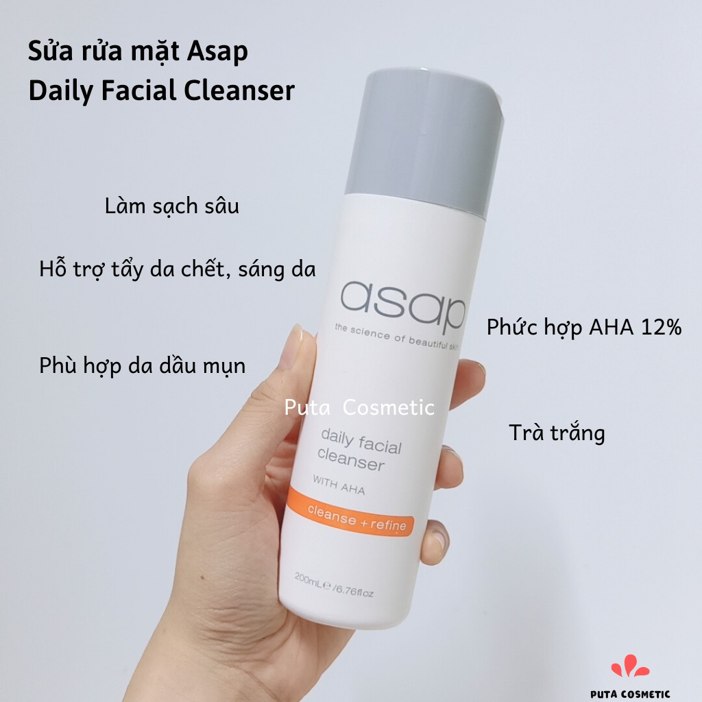 Asap Daily Facial Cleanser 50ml, 200ml - Sữa rửa mặt sạch sâu dành cho da dầu mụn