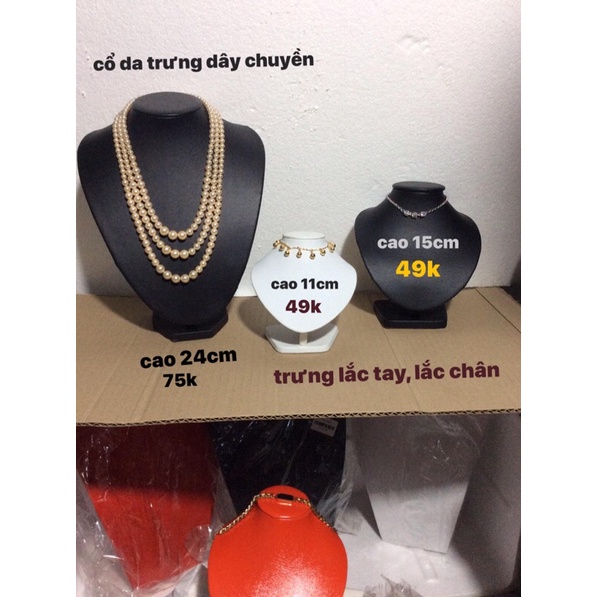 Cổ da trưng dây chuyền, lắc tay, lắc chân, có 4 size,24cm-15cm-14cm-11cm