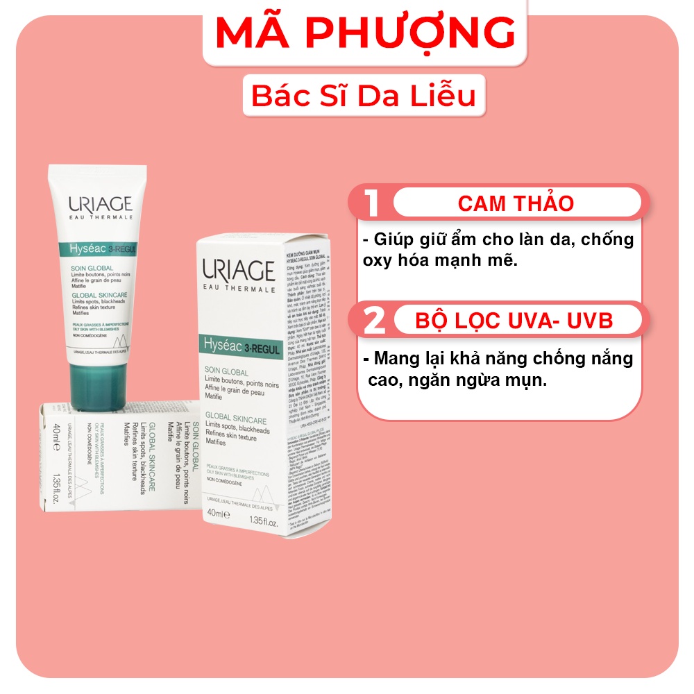 Kem dưỡng giảm mụn Uriage Hyseac 3 Regul Soin Global (40ml)