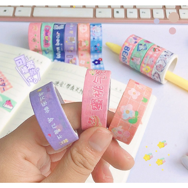 Băng dính washi họa tiết dễ thương dùng trang trí album sổ lưu niệm