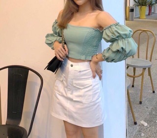 Áo croptop rớt vai nhúng