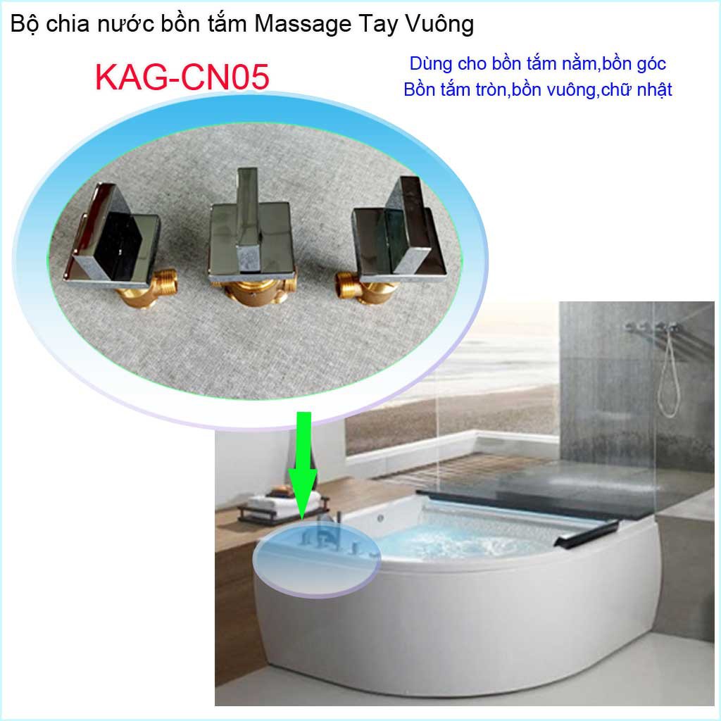 Van chia nước bồn tắm massage, bộ chia nước bồn mát xa kiểu núm vặn KAG-CN05