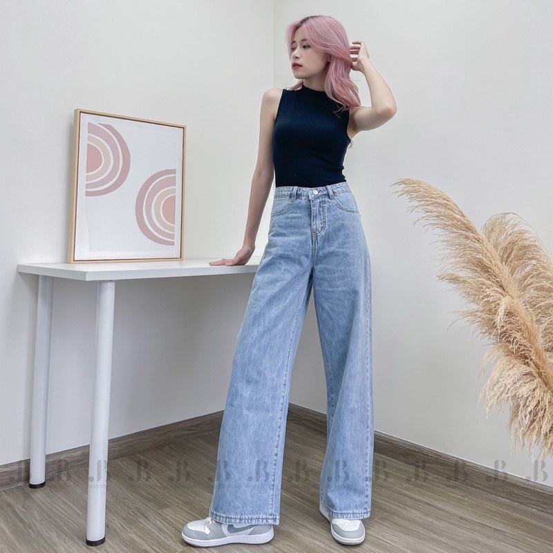 Quần bò ống rộng dáng suông Mao Mao Boutique