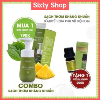 COMBO Dung dịch vệ sinh TRẦU KHÔNG LÁ DỨA [tặng 1 nước hoa vùng kín]