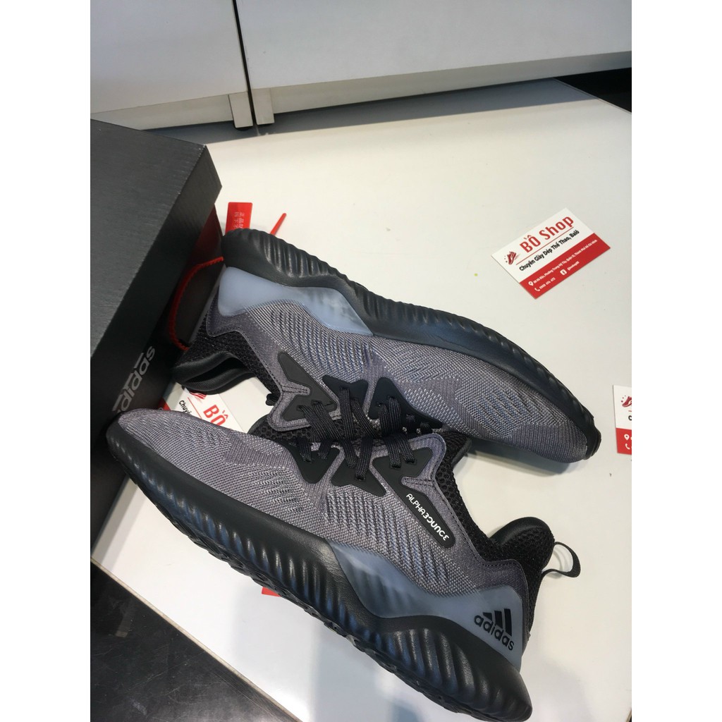 GIÀY THỂ THAO NAM NỮ ADIDAS ALPHABOUNCE BEYOND XÁM ĐEN (HÌNH THẬT+PHỤ KIỆN)
